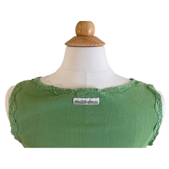 Disney Light Green Tank Top Lace Trim, Tinkerbell, Rhinestones, Size M - Picture 5 of 12